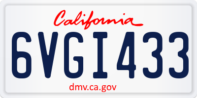 CA license plate 6VGI433