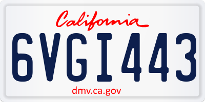 CA license plate 6VGI443
