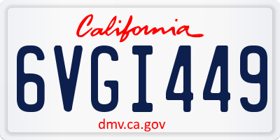 CA license plate 6VGI449
