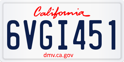 CA license plate 6VGI451