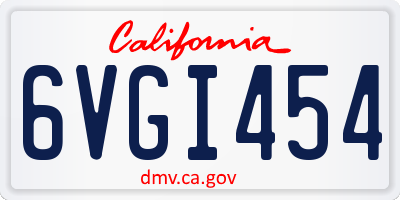 CA license plate 6VGI454