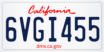 CA license plate 6VGI455
