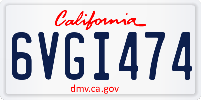 CA license plate 6VGI474