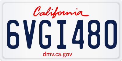 CA license plate 6VGI480