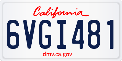 CA license plate 6VGI481