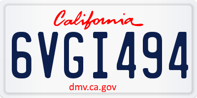 CA license plate 6VGI494