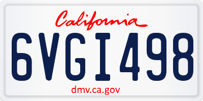 CA license plate 6VGI498