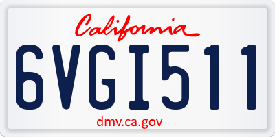 CA license plate 6VGI511