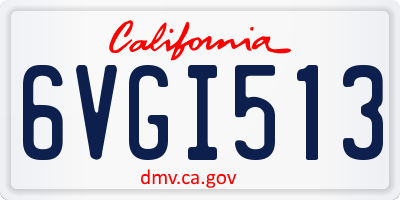 CA license plate 6VGI513