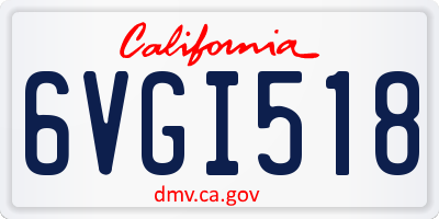 CA license plate 6VGI518