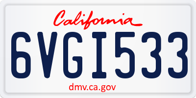 CA license plate 6VGI533