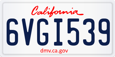 CA license plate 6VGI539