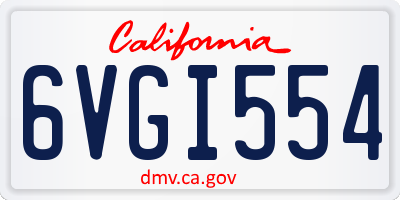 CA license plate 6VGI554
