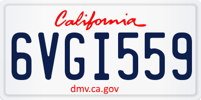 CA license plate 6VGI559