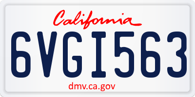 CA license plate 6VGI563
