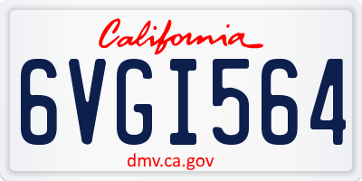 CA license plate 6VGI564