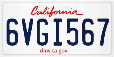 CA license plate 6VGI567
