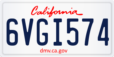 CA license plate 6VGI574