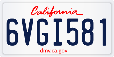 CA license plate 6VGI581