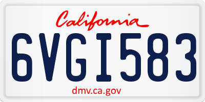 CA license plate 6VGI583