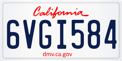 CA license plate 6VGI584
