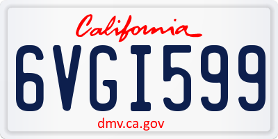 CA license plate 6VGI599