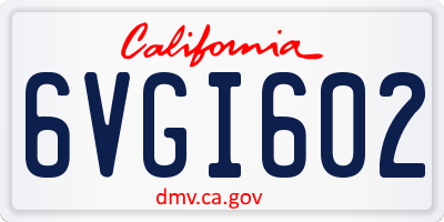 CA license plate 6VGI602