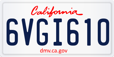CA license plate 6VGI610