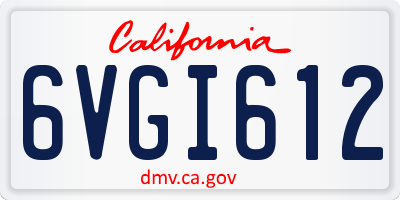 CA license plate 6VGI612