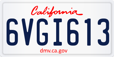 CA license plate 6VGI613