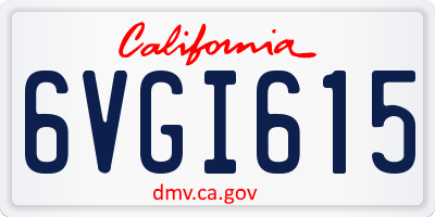 CA license plate 6VGI615