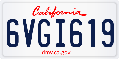 CA license plate 6VGI619