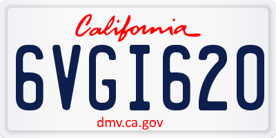CA license plate 6VGI620