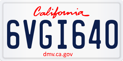 CA license plate 6VGI640