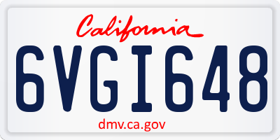 CA license plate 6VGI648