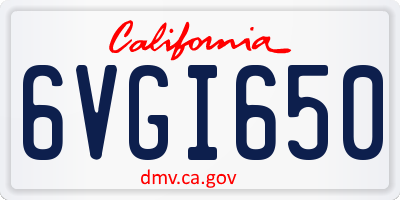 CA license plate 6VGI650