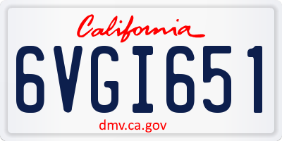 CA license plate 6VGI651