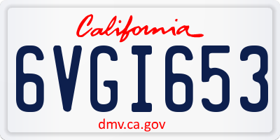 CA license plate 6VGI653