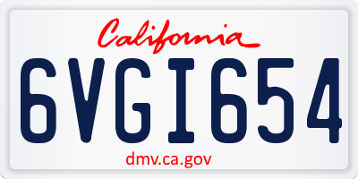 CA license plate 6VGI654