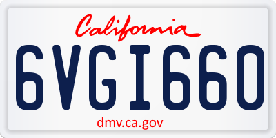 CA license plate 6VGI660