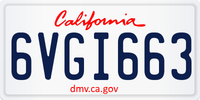 CA license plate 6VGI663