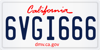 CA license plate 6VGI666