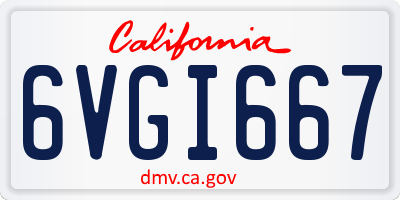 CA license plate 6VGI667