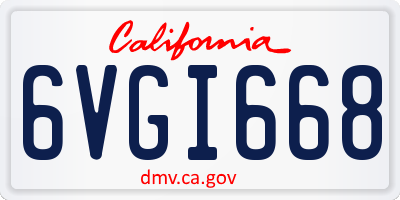 CA license plate 6VGI668