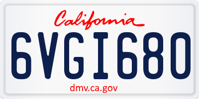 CA license plate 6VGI680