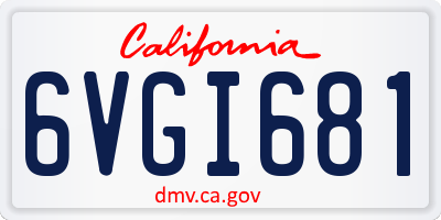 CA license plate 6VGI681