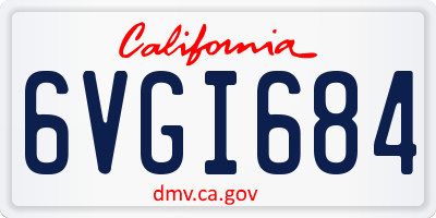 CA license plate 6VGI684