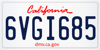 CA license plate 6VGI685