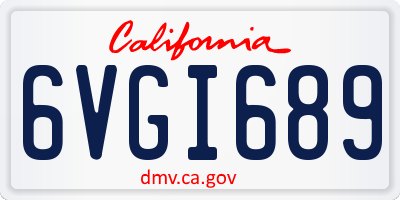 CA license plate 6VGI689