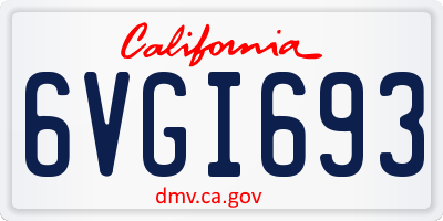 CA license plate 6VGI693